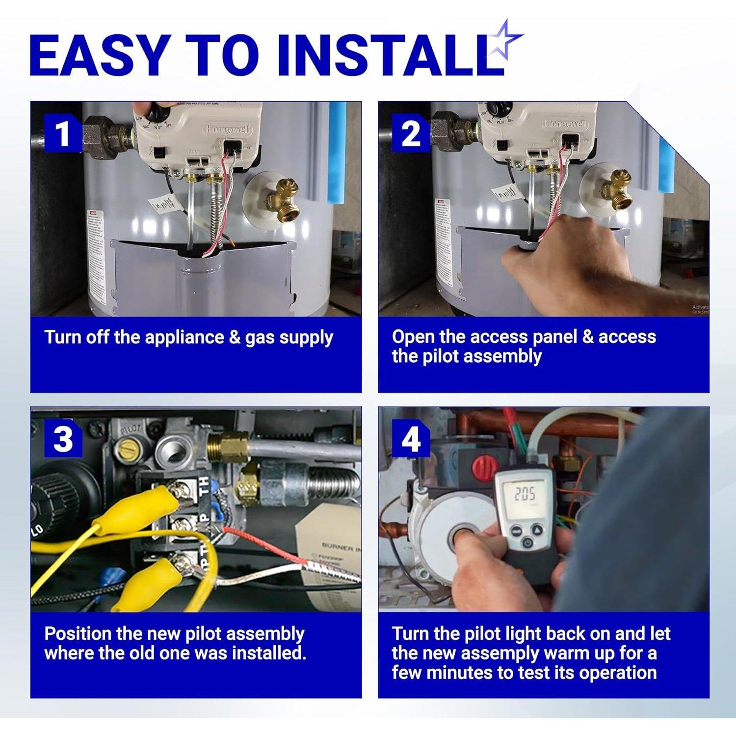 [Lifetime Warranty] 10002264 Natural Gas 3-Way Pilot Assembly Kit - Compatible with HHT Majestic Monessen Temco Vermont Castings Fireplaces - SRV10002264 LP NG 3-Way Pilot with Thermocouple image 3