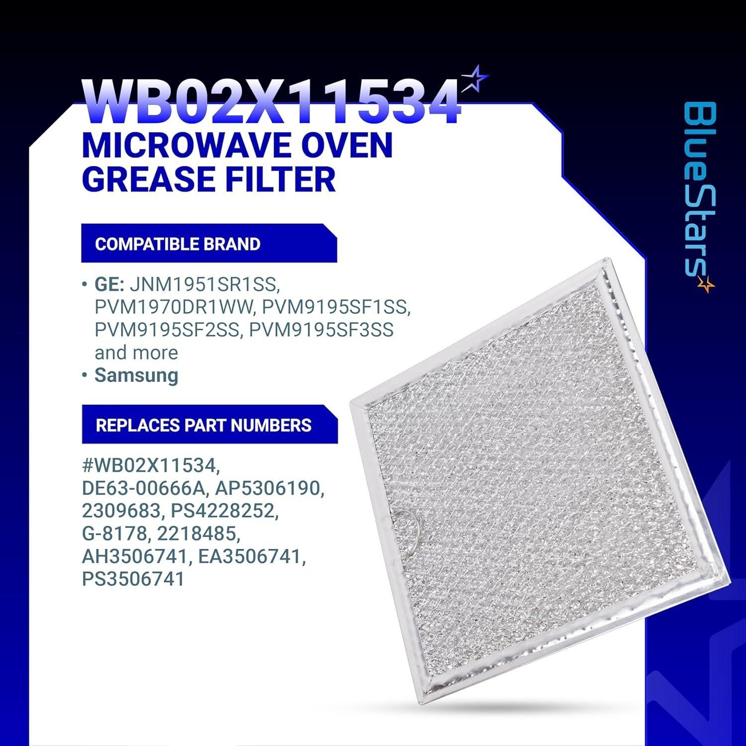 [Lifetime Warranty] WB02X11534 Microwave Grease Filter Replacement 6-3/8" x 6-3/4" x 3/32" - Compatible with GE & Samsung Over-the-Range Microwave Ovens - Replaces DE63-00666A AP5306190 PS3506741 - Pack of 2 image 8