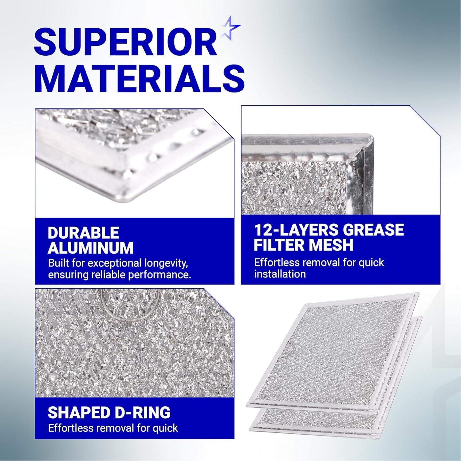 [Lifetime Warranty] WB02X11534 Microwave Grease Filter Replacement 6-3/8" x 6-3/4" x 3/32" - Compatible with GE & Samsung Over-the-Range Microwave Ovens - Replaces DE63-00666A AP5306190 PS3506741 - Pack of 2 image 3