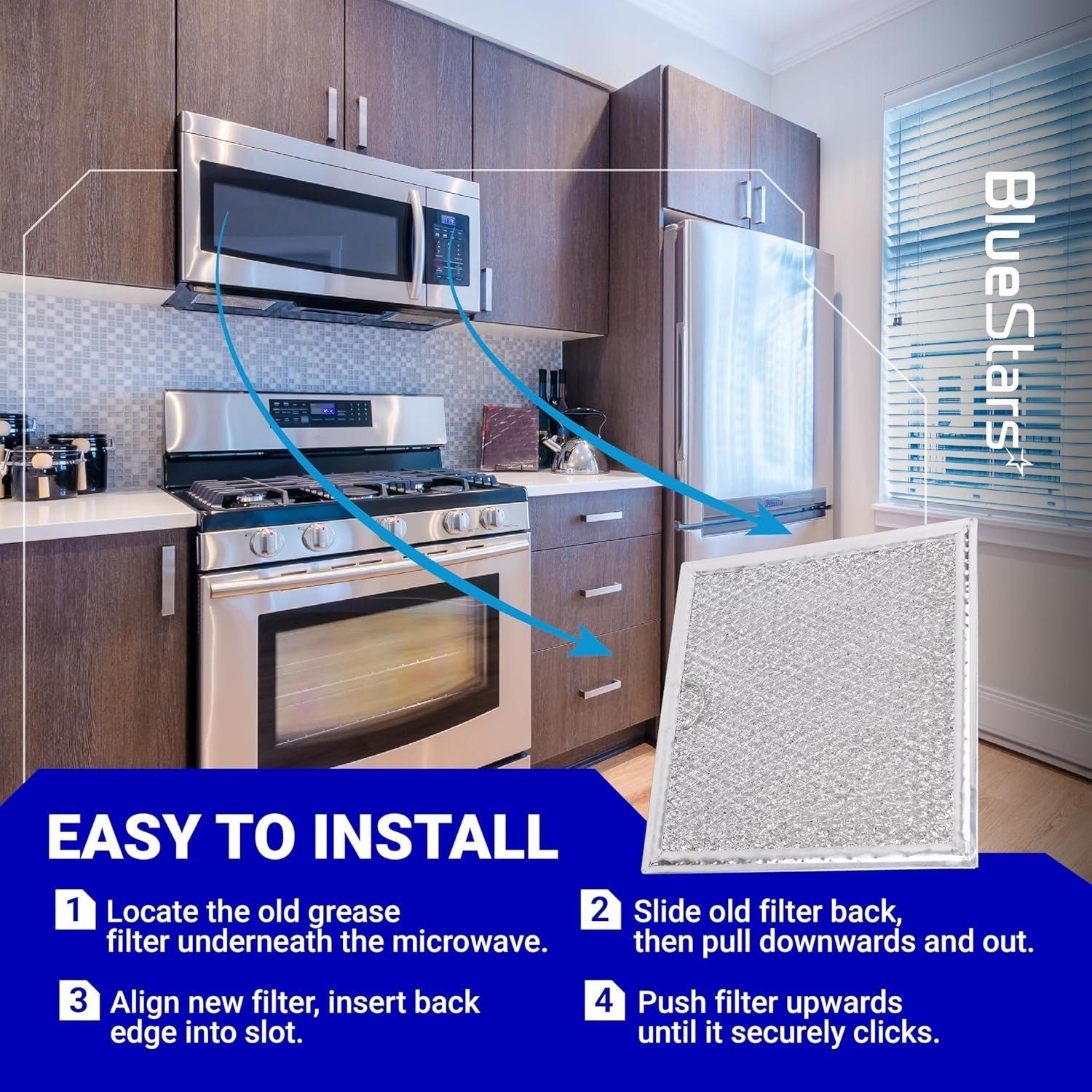 [Lifetime Warranty] WB02X11534 Microwave Grease Filter Replacement 6-3/8" x 6-3/4" x 3/32" - Compatible with GE & Samsung Over-the-Range Microwave Ovens - Replaces DE63-00666A AP5306190 PS3506741 - Pack of 2 image 5