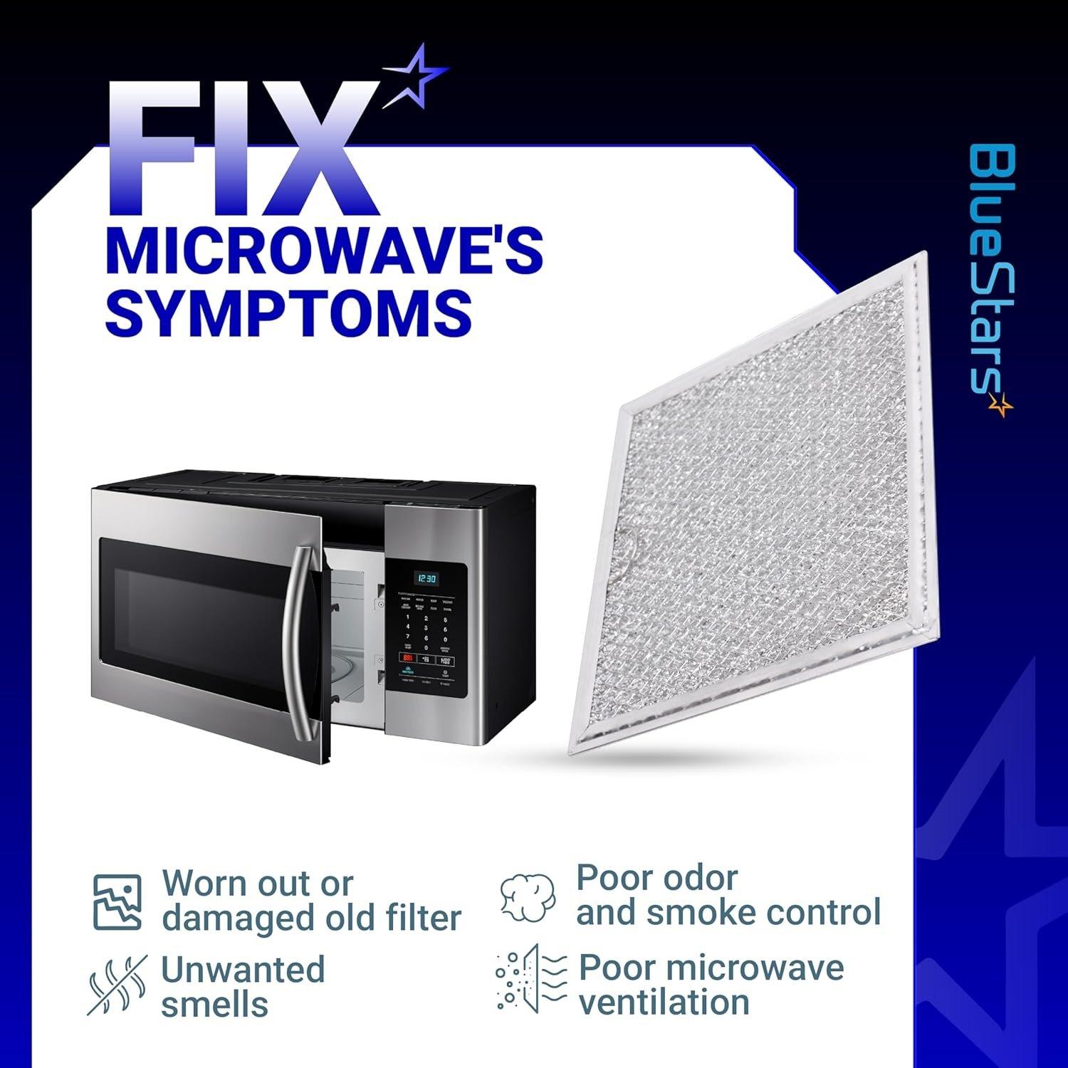 [Lifetime Warranty] WB02X11534 Microwave Grease Filter Replacement 6-3/8" x 6-3/4" x 3/32" - Compatible with GE & Samsung Over-the-Range Microwave Ovens - Replaces DE63-00666A AP5306190 PS3506741 - Pack of 2 image 6