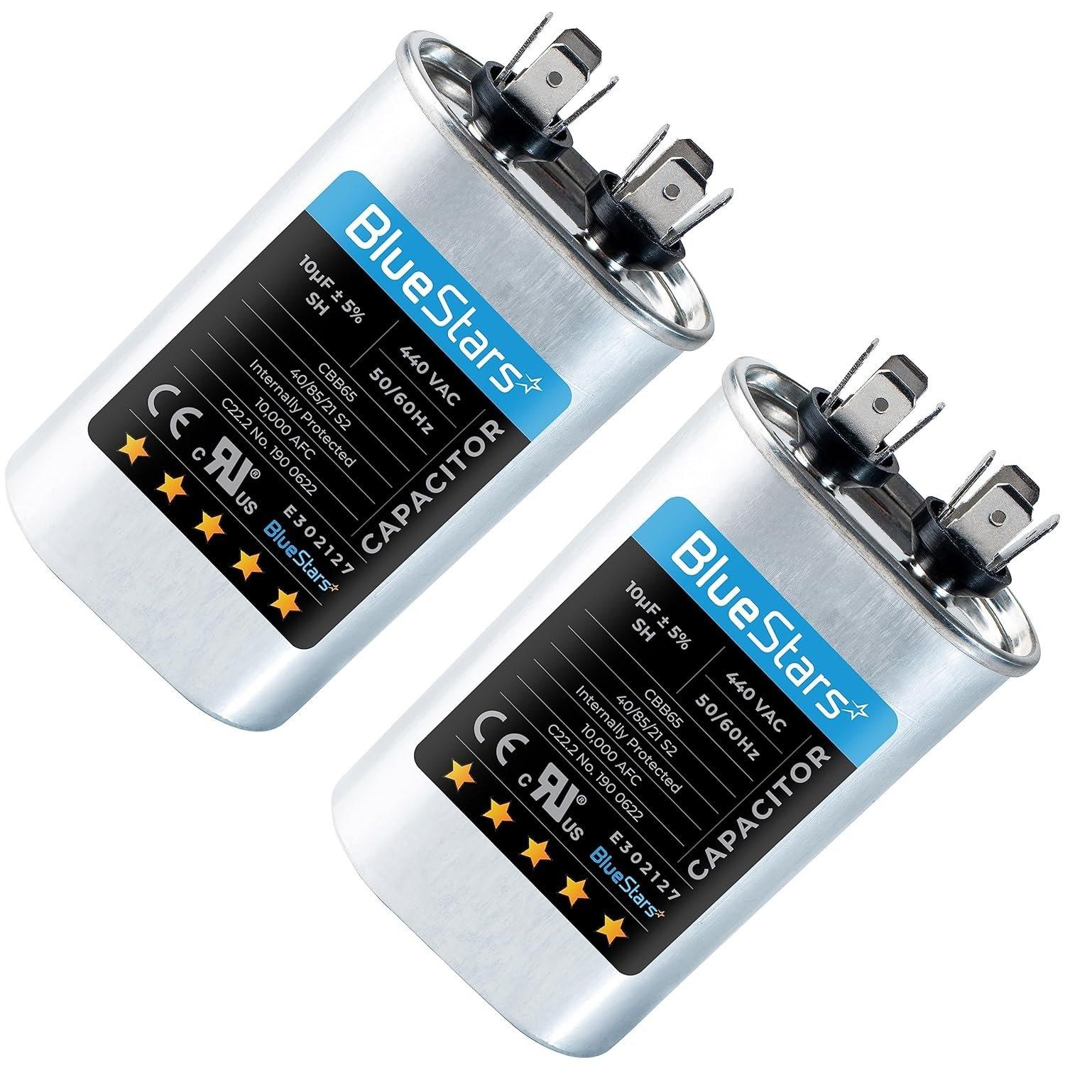 [Lifetime Warranty] 10 uF MFD ±5% 370/440 VAC CBB65 Oval Run Start Capacitor - Fits AC Unit Fan Motor, Pool Pump - Replaces 27L669 - Pack of 2 image 0