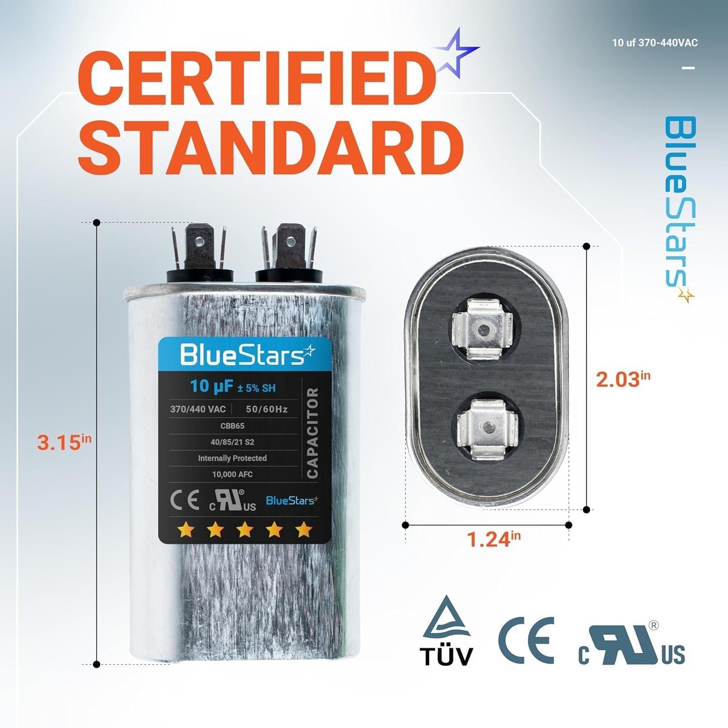 [Lifetime Warranty] 10 uF MFD ±5% 370/440 VAC CBB65 Oval Run Start Capacitor - Fits AC Unit Fan Motor, Pool Pump - Replaces 27L669 - Pack of 2 image 8