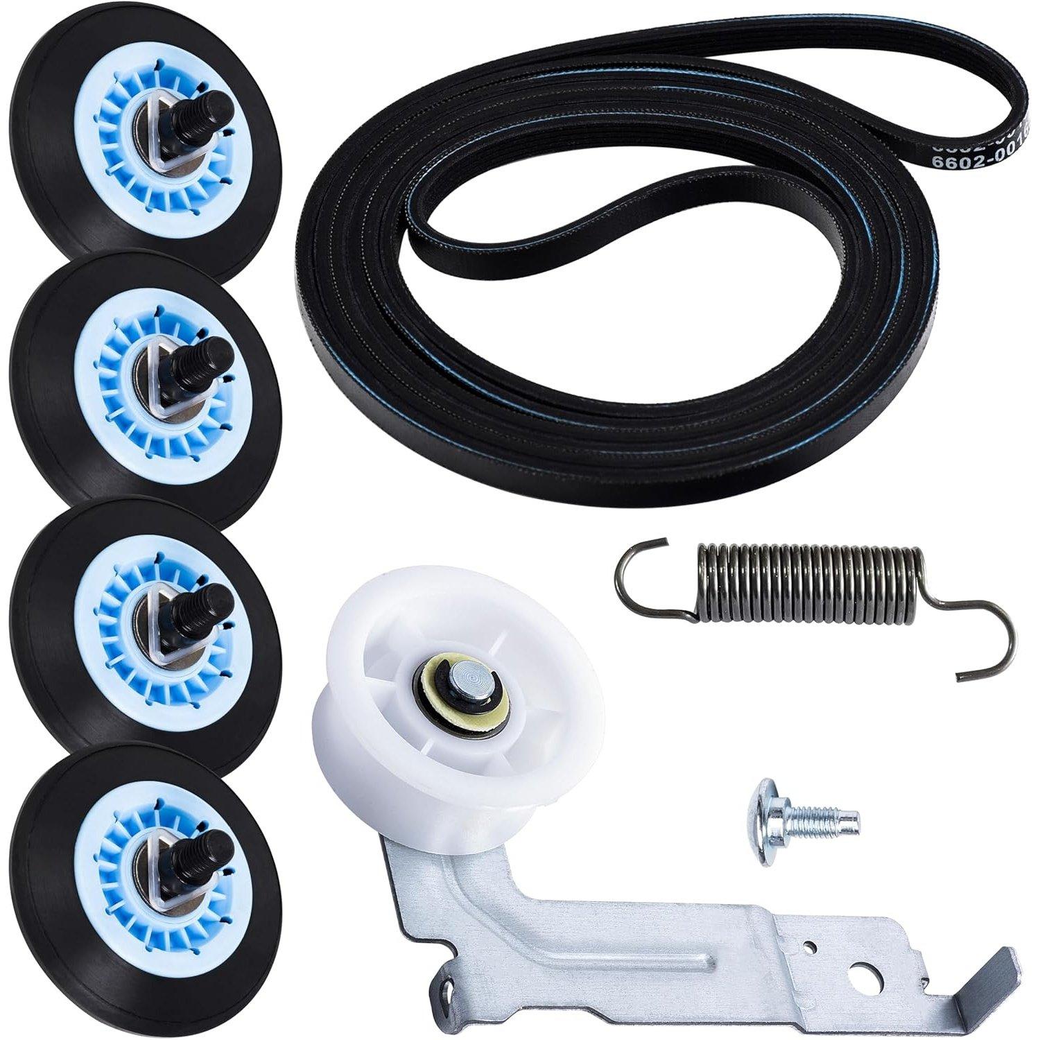 DC93-00634A Drum Roller & Axle & DC97-16782A Drum Roller & 6602-001655 Drum Belt & Dual Ball Bearings DC93-00634A Idler Pulley & DC61-01215B Tension Spring image 0