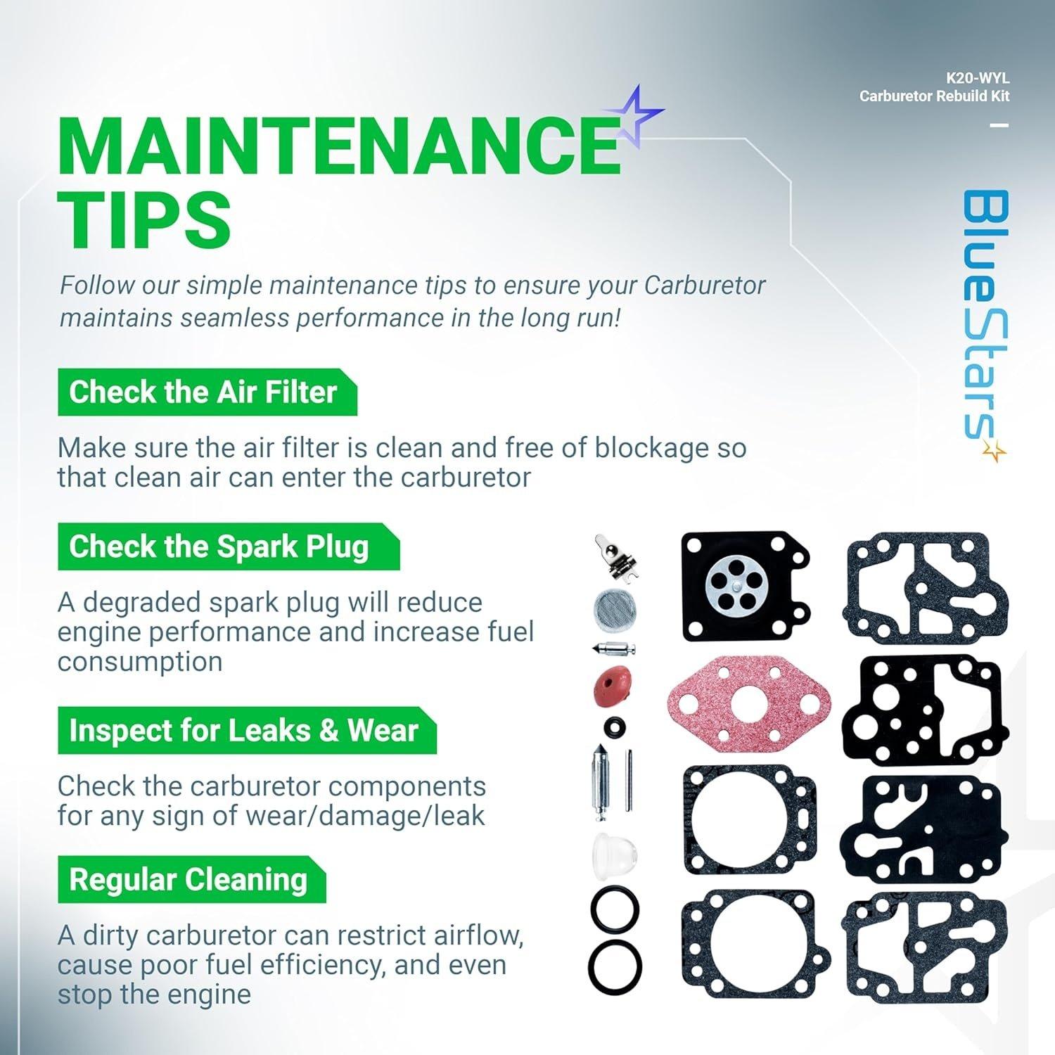 [Lifetime Warranty] K20-WYL Carburetor Rebuild Kit with Primer Bulb image 2