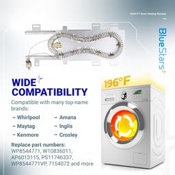 [Lifetime Warranty] 8544771 Dryer Heating Element - Compatible with Whirlpool Kenmore Maytag Dryers - Replaces WP8544771VP 7154072 1180054 AP6013115 PS11746337 W10836011 11087872602 MEDB950YG0 thumbnail 8