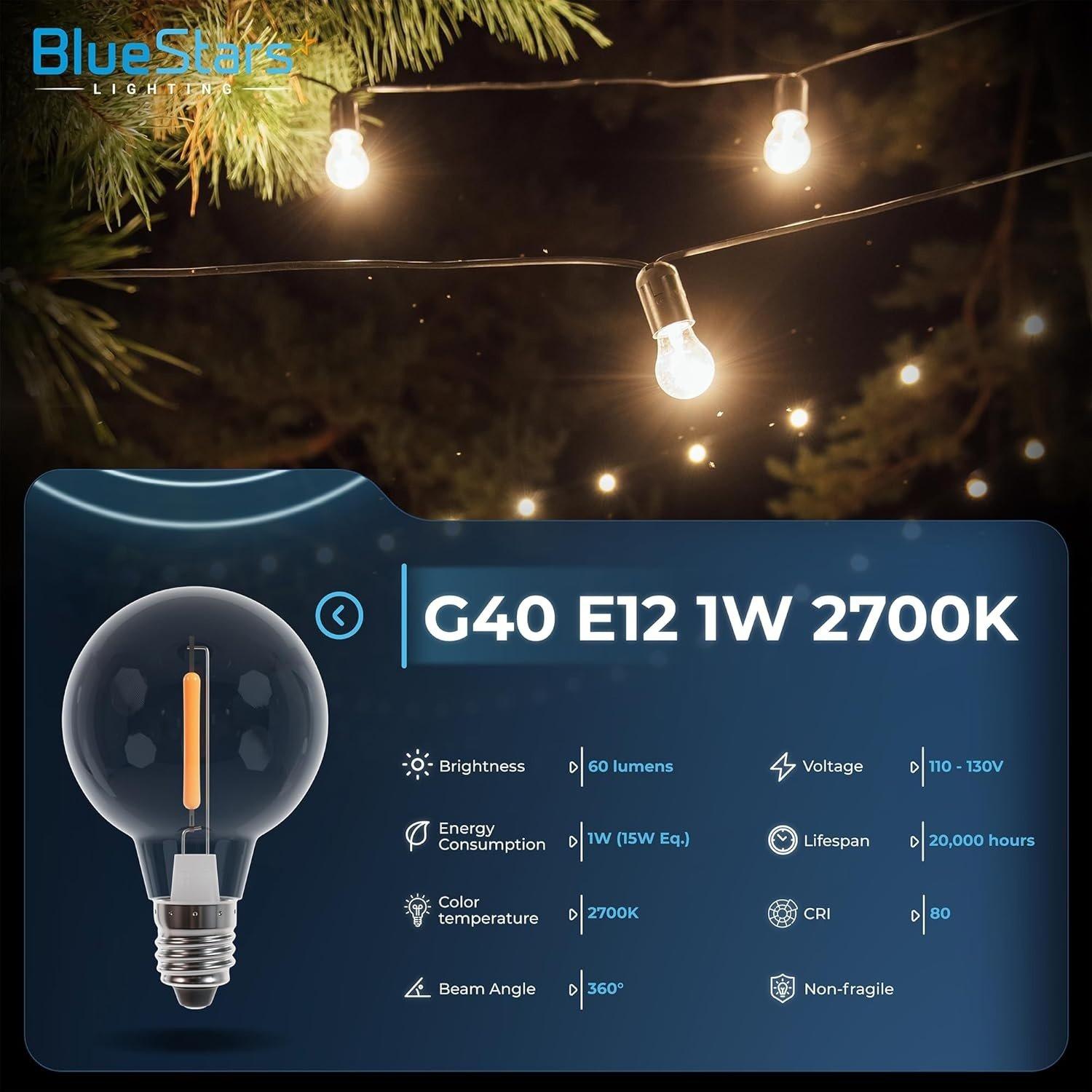 [Lifetime Warranty] G40 LED Light Bulbs E12 Screw Base, 1W Globe Bulbs 2700K - Pack of 25 image 8