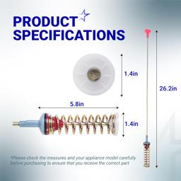 [Lifetime Warranty] DC97-16350T DC97-16350U Suspension Rods 26.2" - Fit WA50R5200AW/US WA50R5400AV/US WA50R5400AW/US WA45T3200AW/A4 WA45N3050AW/A4 WA50R5200AV/A4 Samsung Top Load Washer - Pack of 4 thumbnail 3