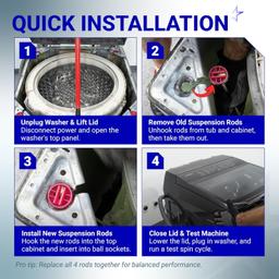 [Lifetime Warranty] DC97-16350T DC97-16350U Suspension Rods 26.2" - Fit WA50R5200AW/US WA50R5400AV/US WA50R5400AW/US WA45T3200AW/A4 WA45N3050AW/A4 WA50R5200AV/A4 Samsung Top Load Washer - Pack of 4 thumbnail 7