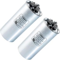 [Lifetime Warranty] 70+7.5 uF MFD 370/440 VAC Round Dual Run Capacitor - Compatible with Air Conditioner, Heat Pump Condenser - Pack of 2 thumbnail 0
