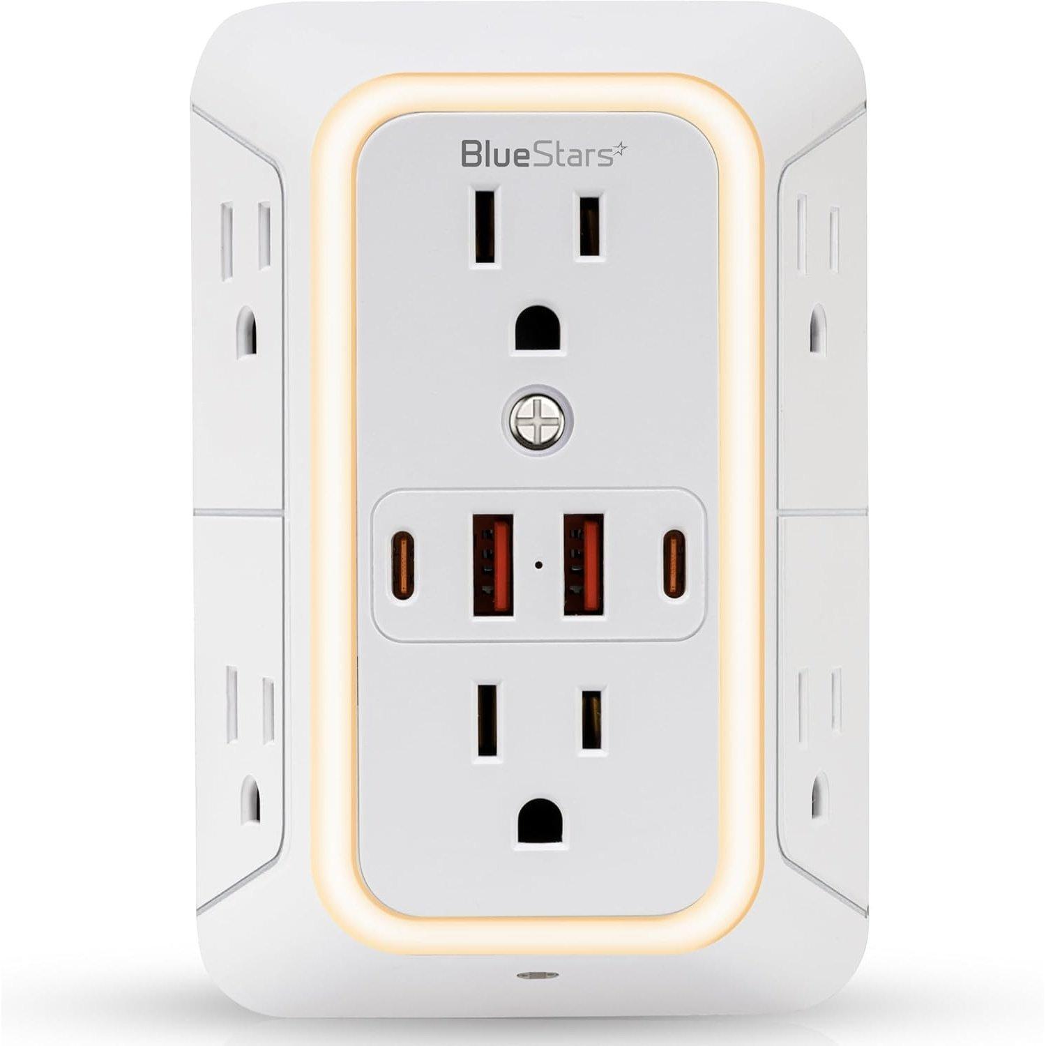 [Lifetime Warranty] Wall Mount Power Strip 6 Outlet 4 USB Ports image 0