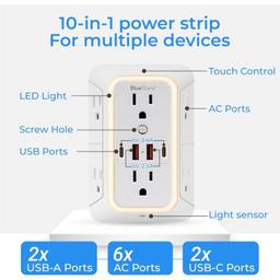 [Lifetime Warranty] Wall Mount Power Strip 6 Outlet 4 USB Ports thumbnail 6