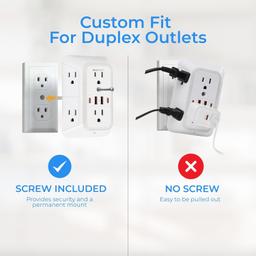 [Lifetime Warranty] Wall Mount Power Strip 6 Outlet 4 USB Ports thumbnail 3