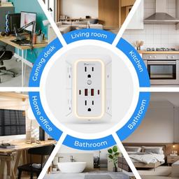 [Lifetime Warranty] Wall Mount Power Strip 6 Outlet 4 USB Ports thumbnail 8