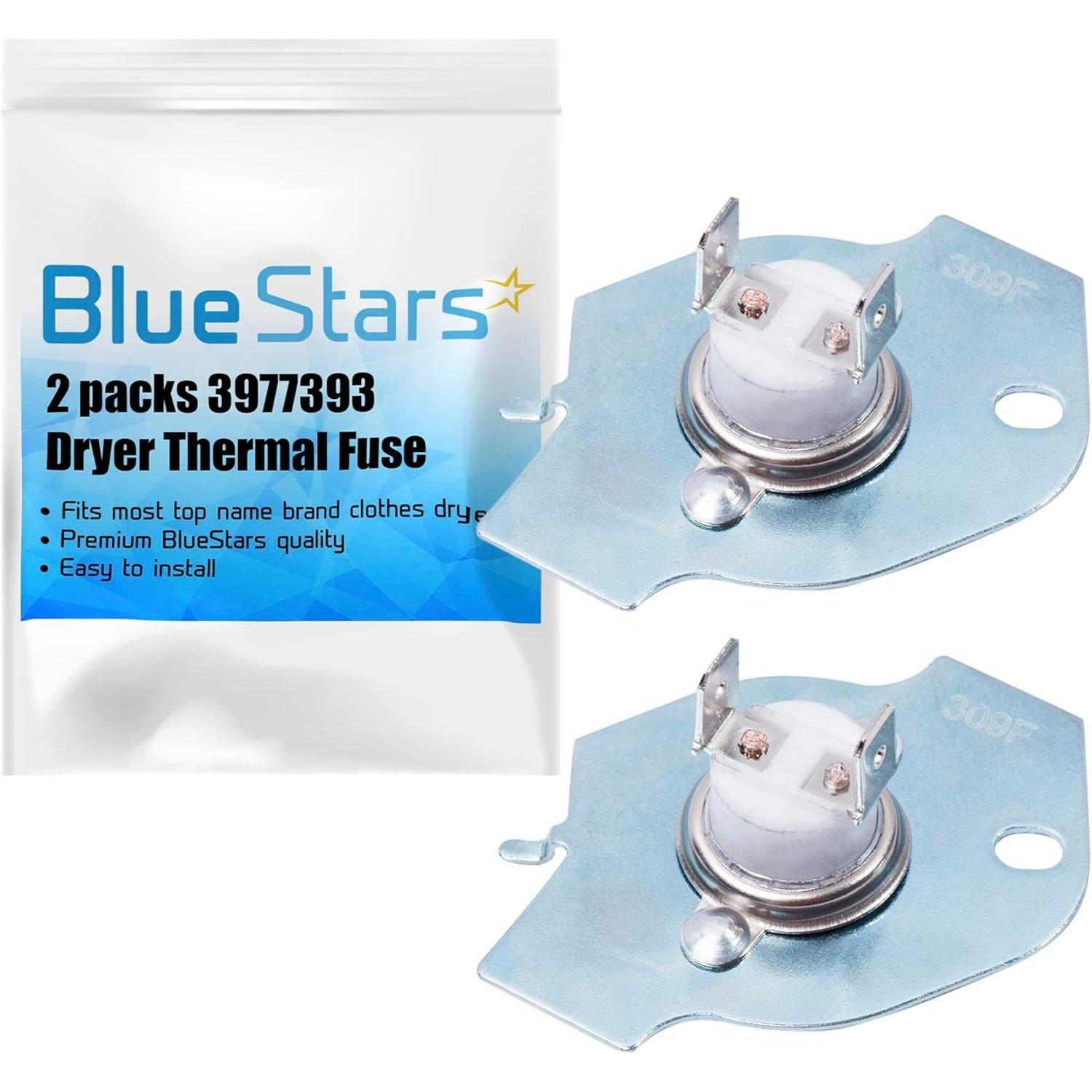 [Lifetime Warranty] 3977393 Dryer Thermal Fuse - Compatible with Whirlpool Maytag Roper Kenmore KitchenAid Dryers - Replaces AP3094244 3399848 AH334299 279816 - Pack of 2 image 0