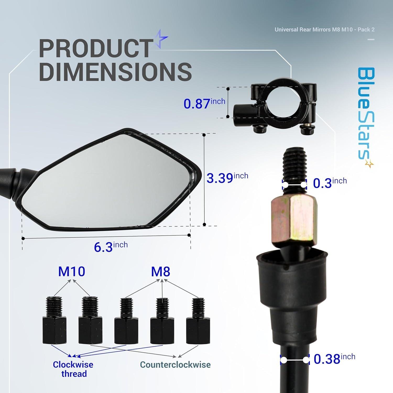 1 Pair w/Bolts, 7/8" Motorcycle Rear View Side Mirrors image 5