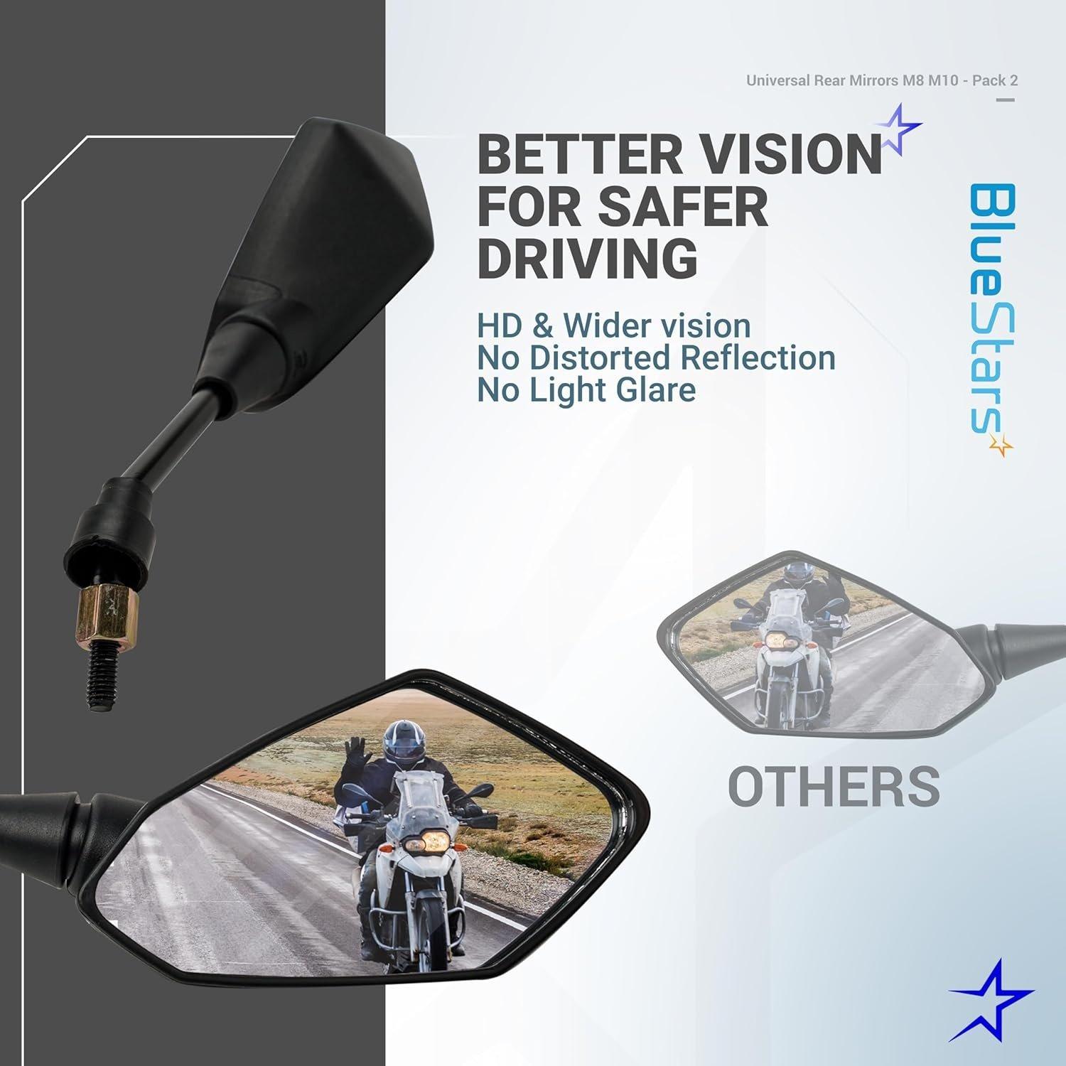 1 Pair w/Bolts, 7/8" Motorcycle Rear View Side Mirrors image 6