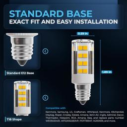 [Lifetime Warranty] WE05X20431 LED Dryer Drum Light Bulb 3.5W 120V E12 Candelabra Base 3000K Warm White - For GE Whirlpool Kenmore KitchenAid - Replace WE4M305 22002263 WP3395618 - Pack of 2 thumbnail 8