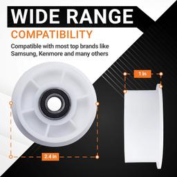 [Lifetime Warranty] DC97-07509B DC93-00634A Idler Pulley Wheel - Compatible With Samsung Amana Maytag Kenmore - Replaces AP6038887 PS11771601 DV42H5000EW DV42H5000GW DV42H5200EW DV42H5200GW thumbnail 1