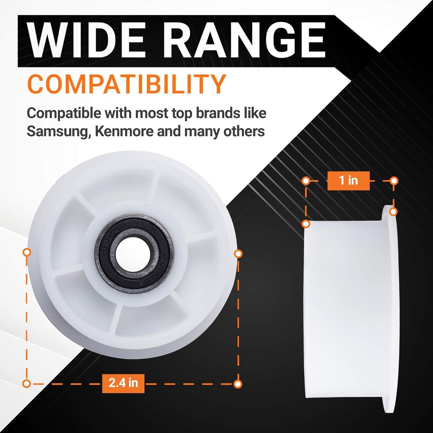 [Lifetime Warranty] DC97-07509B DC93-00634A Idler Pulley Wheel - Compatible With Samsung Amana Maytag Kenmore - Replaces AP6038887 PS11771601 DV42H5000EW DV42H5000GW DV42H5200EW DV42H5200GW image 1