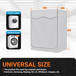 [Lifetime Warranty] Washing Machine Cover For Front-load Washer/Dryer - Upgraded Premium Outdoor Protection For Most Washer Dryer Cover - W27â€x D33â€x H39â€ (Silver) thumbnail 3
