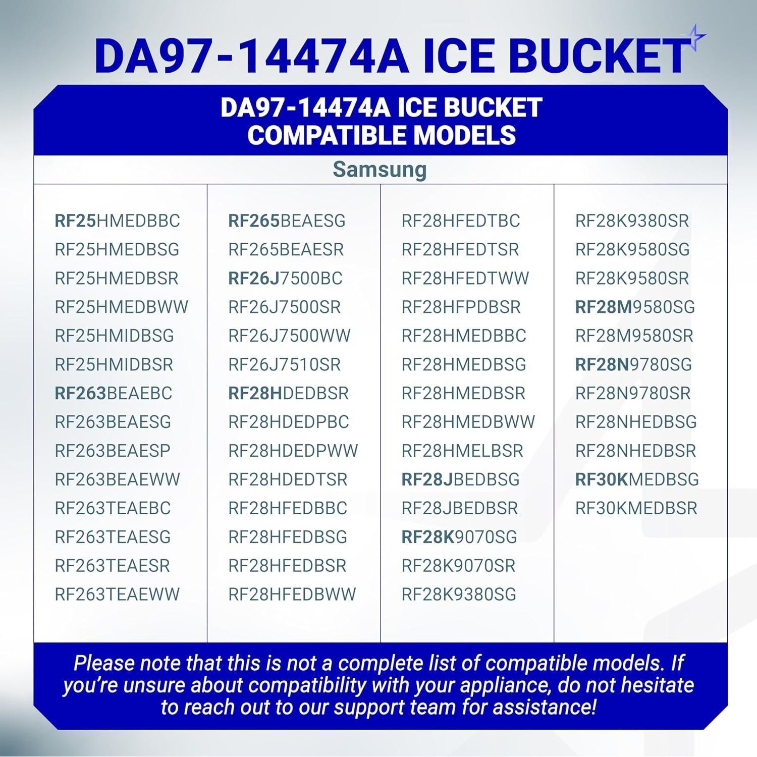 [Lifetime Warranty] DA97-14474A DA97-14474C DA97-12604D Ice Bucket - for Samsung RF25, RF26, RF28 Series Refrigerators RF26J7500SR, RF28HFEDTSR, RF265BEAESR - Replaces DA97-21040A, AP6034185 image 4