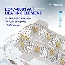 [Lifetime Warranty] DC47-00019A DVE50R5200W/A3 DVE50R5400V/A3 DV42H5200EP/A3 Heating Element for Samsung Dryer DV45H7000EW/A2 DV42H5000EW/A3 DV42H5200EW/A3 DV42H5200EF/A3 DV40J3000EW/A2 thumbnail 4
