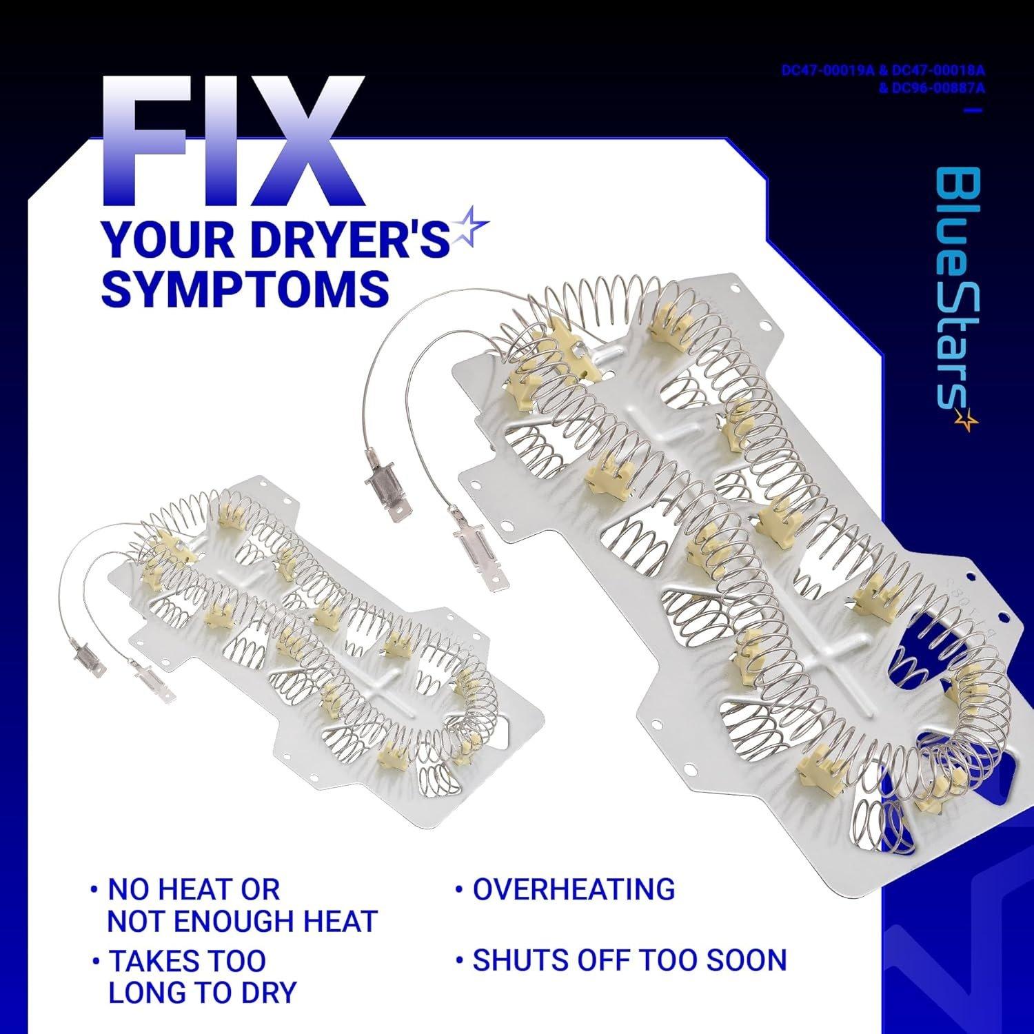 [Lifetime Warranty] DC47-00019A DVE50R5200W/A3 DVE50R5400V/A3 DV42H5200EP/A3 Heating Element for Samsung Dryer DV45H7000EW/A2 DV42H5000EW/A3 DV42H5200EW/A3 DV42H5200EF/A3 DV40J3000EW/A2 image 1