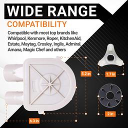 [Lifetime Warranty] 3363394 Washer Drain Pump & 285753A Core Motor Coupling Kit - Compatible with Whirlpool Kenmore Washers - Replaces 3352492 3348215 3348014 3348015 WP3363394 thumbnail 4