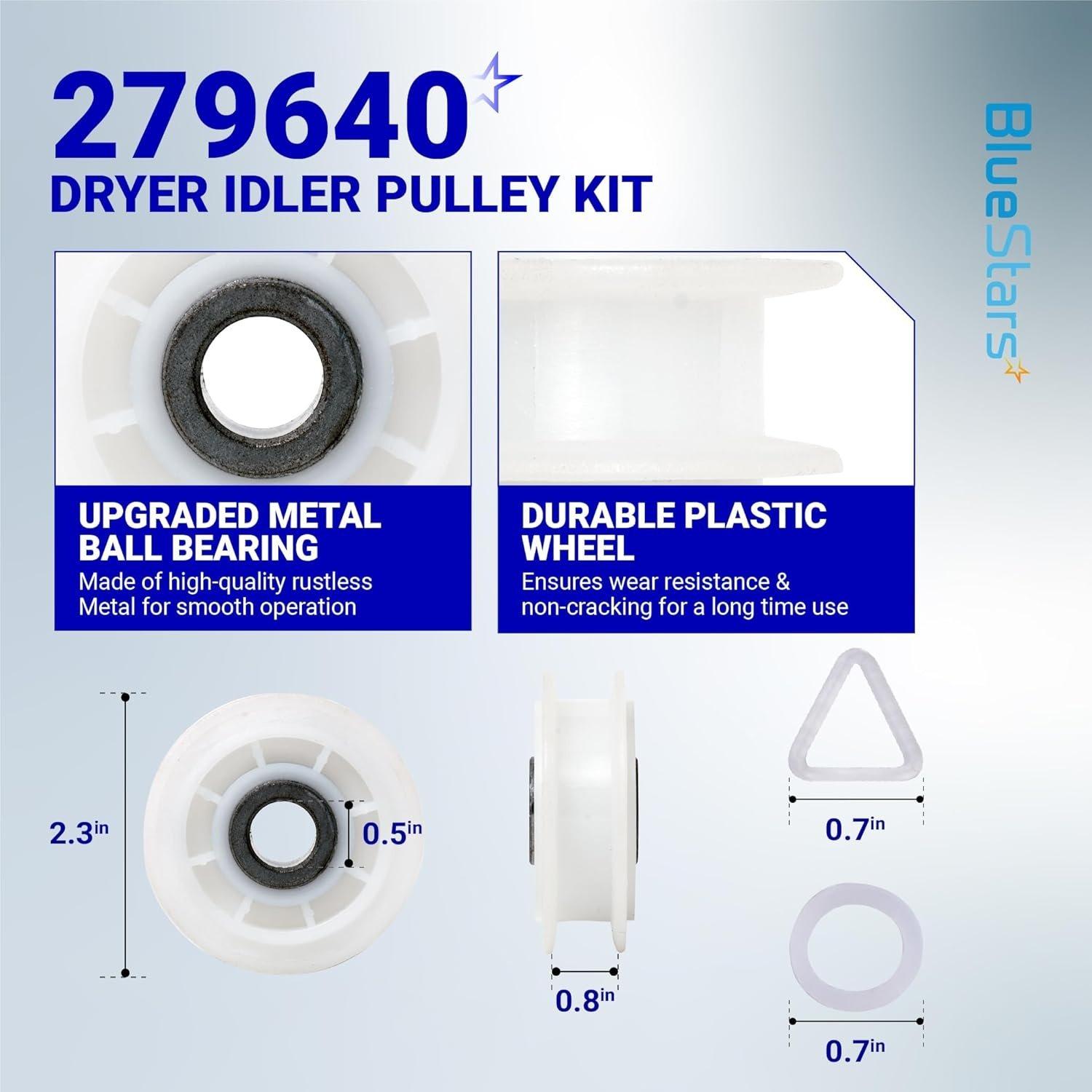 [Lifetime Warranty] 661570V 661570 & 279640 & W10837240 Dryer Drum Belt Idler Pulley and Pulley Kit - Compatible with Whirlpool Maytag Kenmore Dryers WED9200SQ0 WED5600XW0 WED9200SQ0 GEW9250PW1 image 7