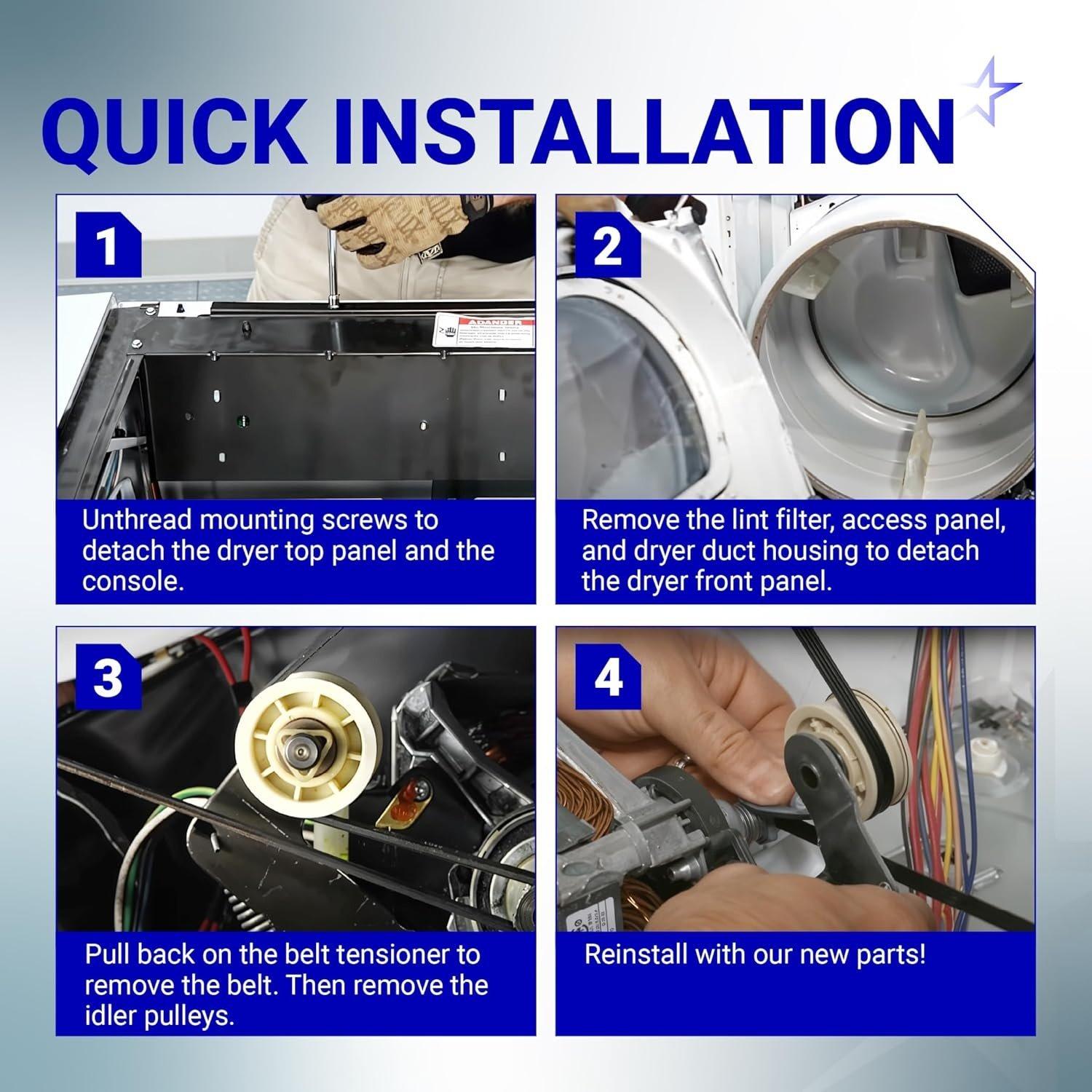 [Lifetime Warranty] 661570V 661570 & 279640 & W10837240 Dryer Drum Belt Idler Pulley and Pulley Kit - Compatible with Whirlpool Maytag Kenmore Dryers WED9200SQ0 WED5600XW0 WED9200SQ0 GEW9250PW1 image 5