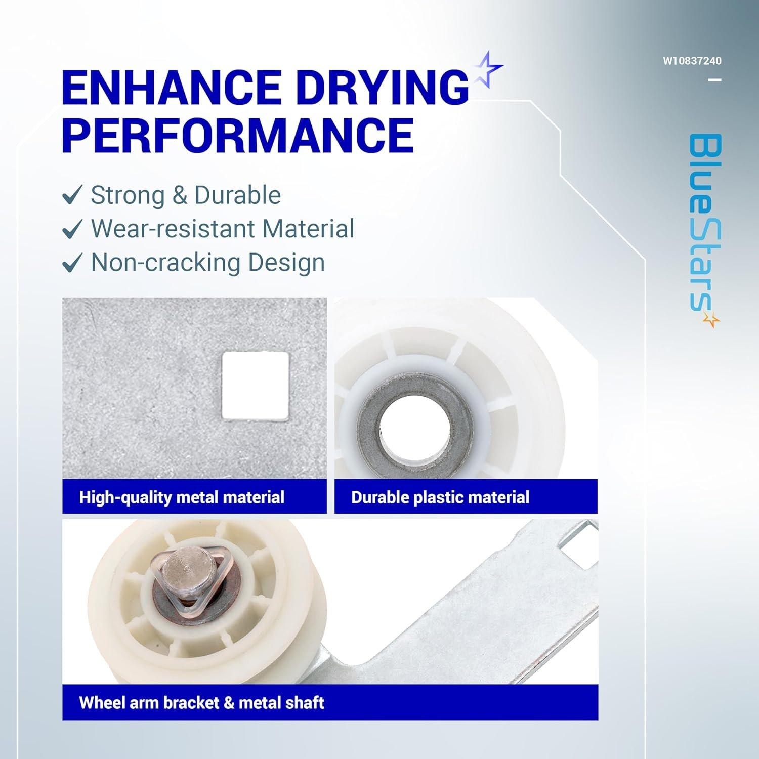 [Lifetime Warranty] W10837240 Dryer Idler Pulley With Bracket - Compatible with Whirlpool Kenmore Dryer - Replaces W10118756 W10547290 PS11726337 3387372 3388674 W10118754 image 2