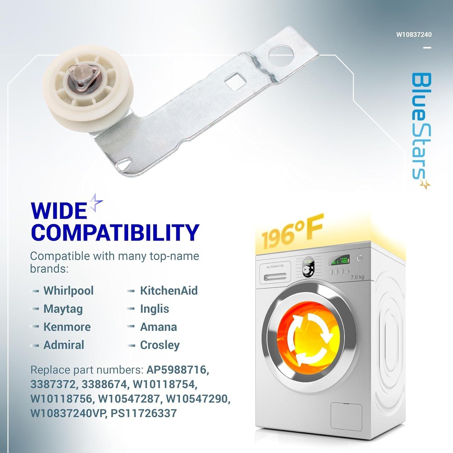 [Lifetime Warranty] W10837240 Dryer Idler Pulley With Bracket - Compatible with Whirlpool Kenmore Dryer - Replaces W10118756 W10547290 PS11726337 3387372 3388674 W10118754 image 6