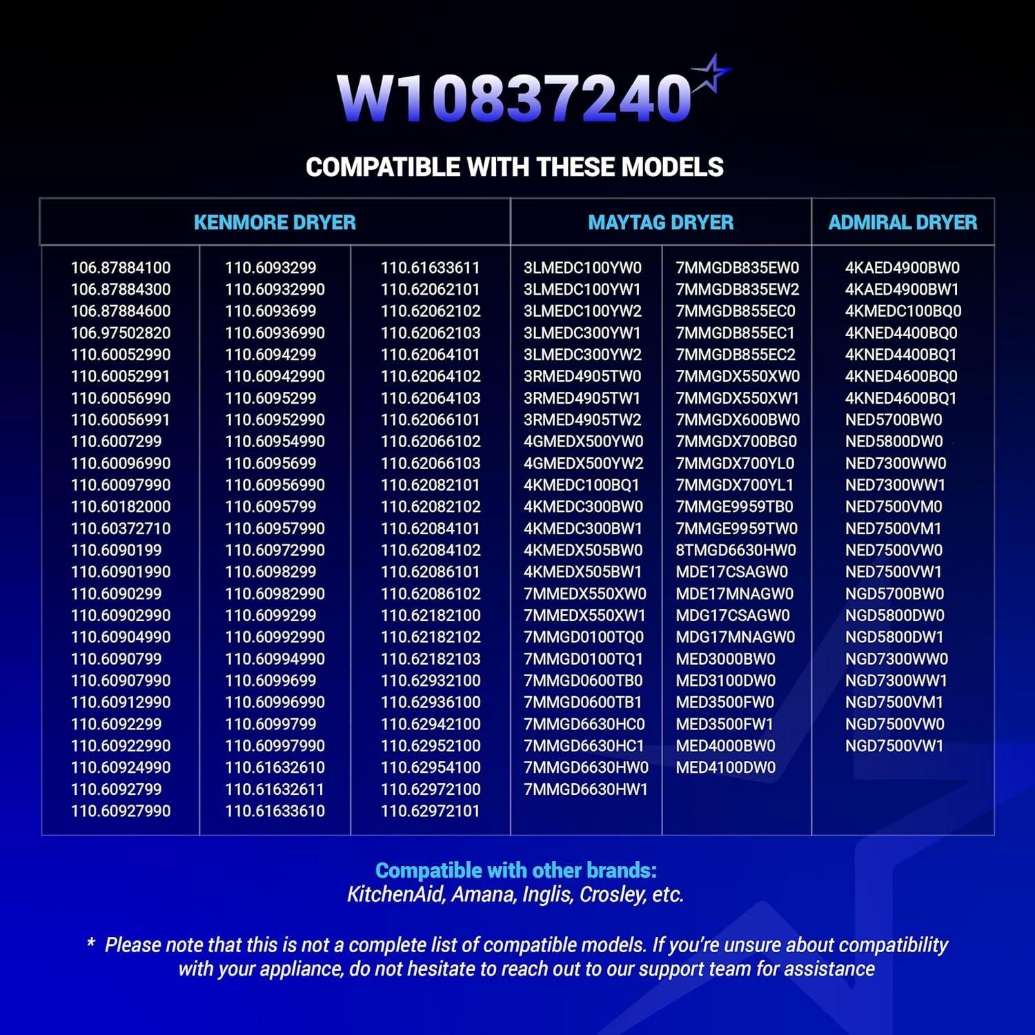 [Lifetime Warranty] W10837240 Dryer Idler Pulley With Bracket - Compatible with Whirlpool Kenmore Dryer - Replaces W10118756 W10547290 PS11726337 3387372 3388674 W10118754 image 7