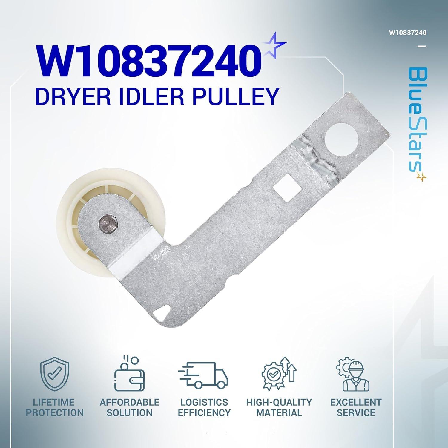 [Lifetime Warranty] W10837240 Dryer Idler Pulley With Bracket - Compatible with Whirlpool Kenmore Dryer - Replaces W10118756 W10547290 PS11726337 3387372 3388674 W10118754 image 8