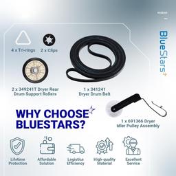 [Lifetime Warranty] 4392065 Dryer Repair Kit Included Belt 341241 Idler 691366 Rollers 349241T for Whirlpool Kenmore Admiral Amana Dryers - Replaces 279948 587636 AP3131942 PS373087 587636 WED4815EW1 NED4655EW1 thumbnail 2