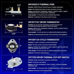 [Lifetime Warranty] 279838 WED4815EW1 Heating Element For Whirlpool WED6200SW1 WED5000DW2 WED5300VW0 WED4800BQ1 Maytag MEDC215EW1 MEDX655DW1 Amana NED4655EW1 Roper Admiral Kenmore thumbnail 1