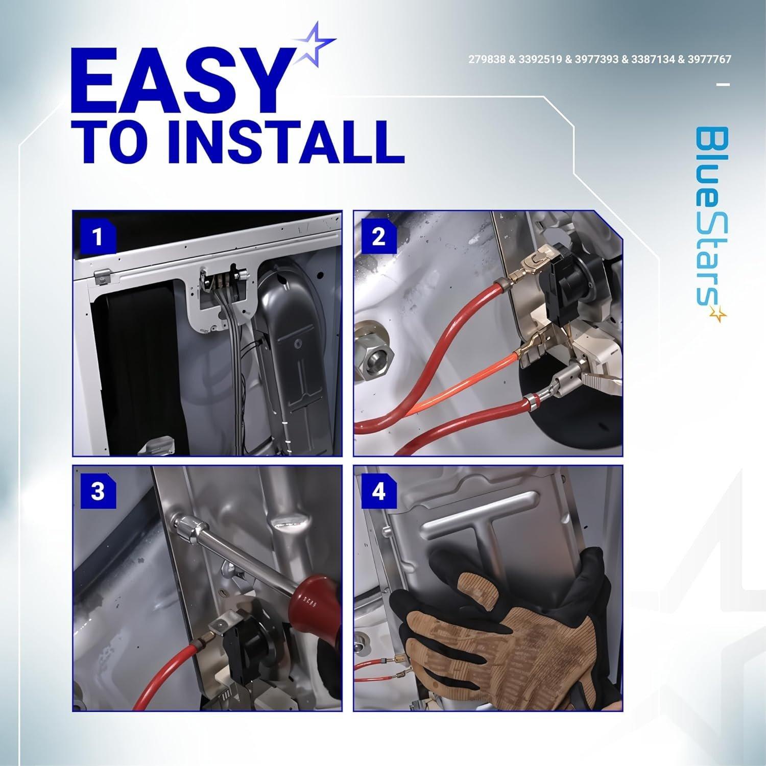 [Lifetime Warranty] 279838 WED4815EW1 Heating Element For Whirlpool WED6200SW1 WED5000DW2 WED5300VW0 WED4800BQ1 Maytag MEDC215EW1 MEDX655DW1 Amana NED4655EW1 Roper Admiral Kenmore image 7