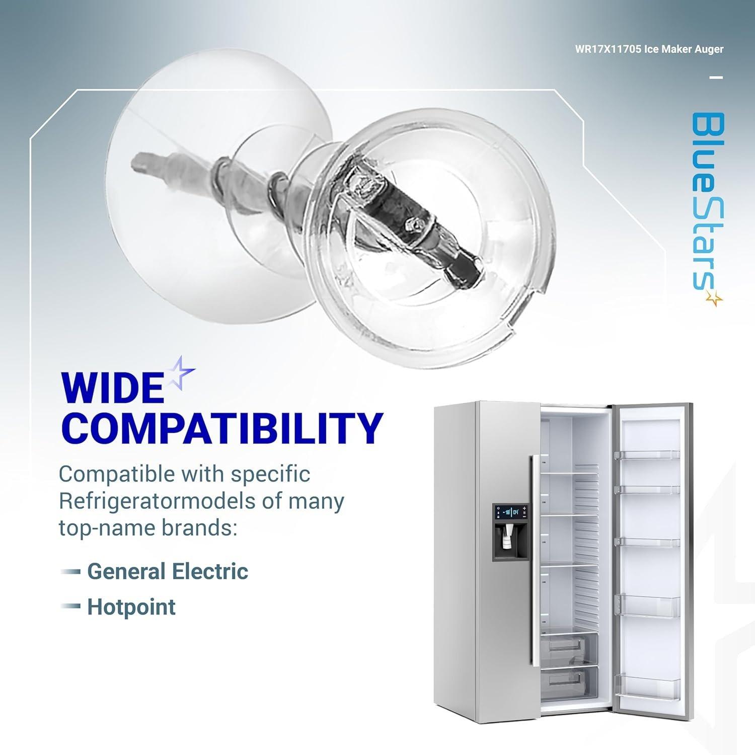 [Lifetime Warranty] WR17X11705 Ice Maker Auger Replacement - Compatible with GE Hotpoint Refrigerators - Replaces WR17X11939 PS1018130 AP3849786 AP3672963 image 1