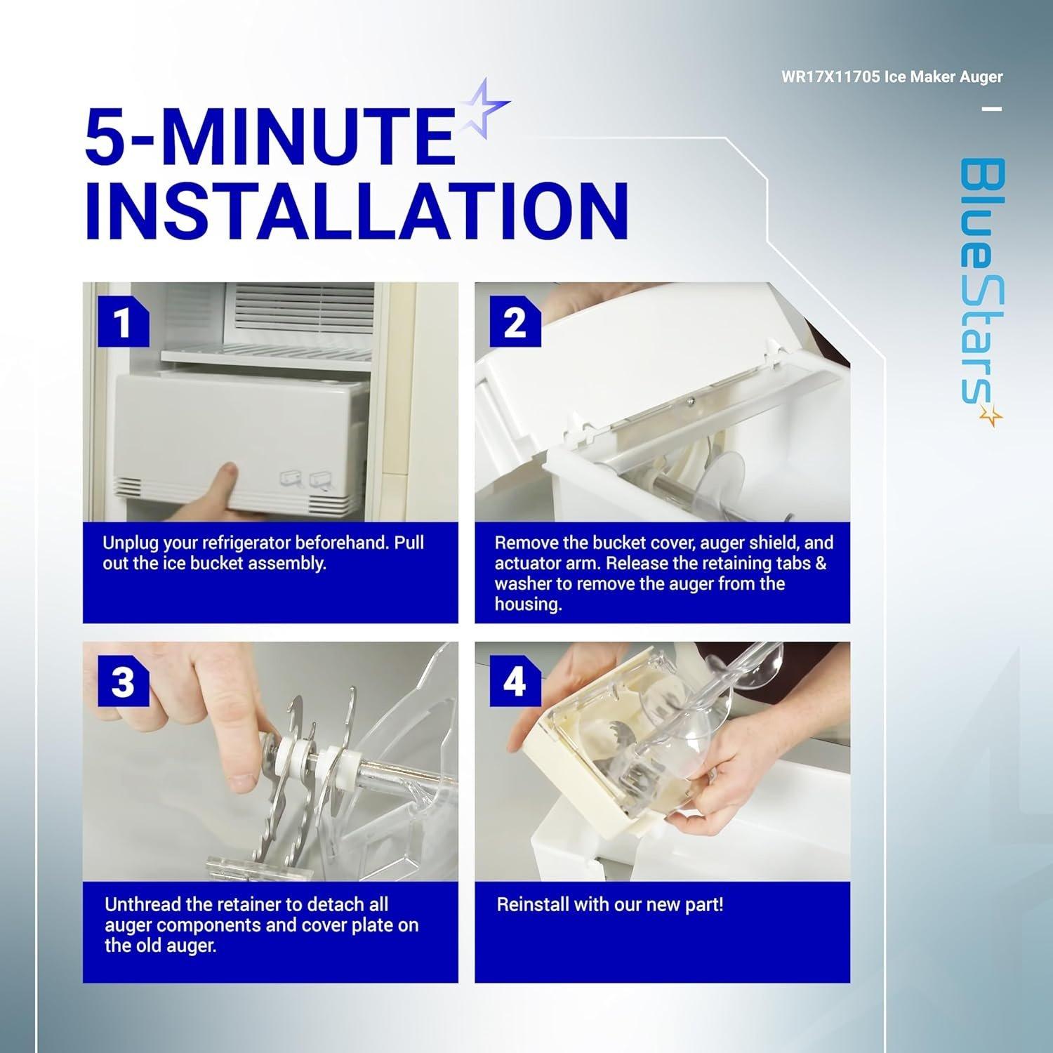 [Lifetime Warranty] WR17X11705 Ice Maker Auger Replacement - Compatible with GE Hotpoint Refrigerators - Replaces WR17X11939 PS1018130 AP3849786 AP3672963 image 3