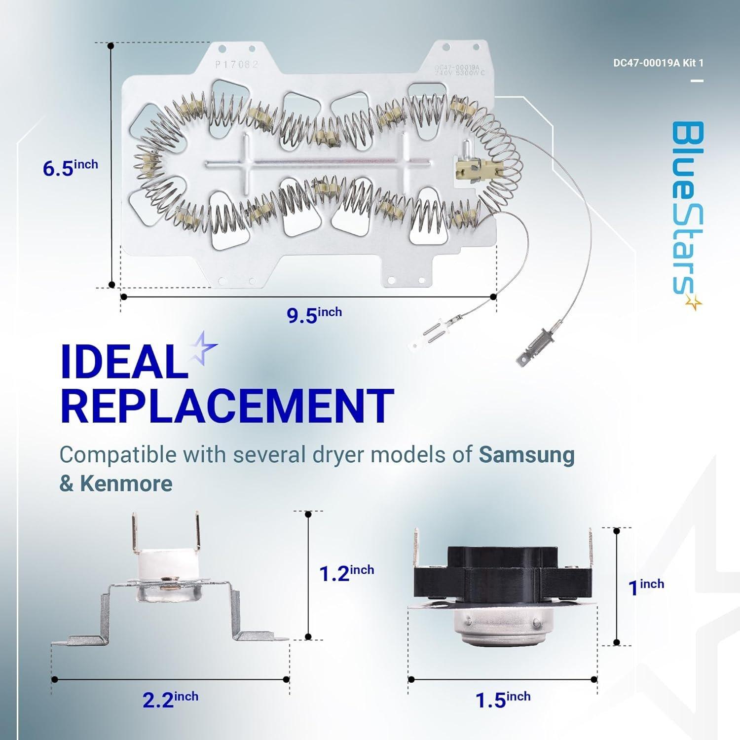 [Lifetime Warranty] DC47-00019A Dryer Heating Element Kit for Samsung Dryers DVE50R5200W/A3 DVE50R5400V/A3 DV42H5200EP/A3 DV45H7000EW/A2 DV42H5000EW/A3 DV42H5200EW/A3 image 6