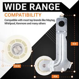 [Lifetime Warranty] W10547292 Dryer Idler Pulley - Compatible with Whirlpool Maytag Kenmore Dryers - Replaces 8547160 WPW10547292 AP6022817 PS11756154 thumbnail 6