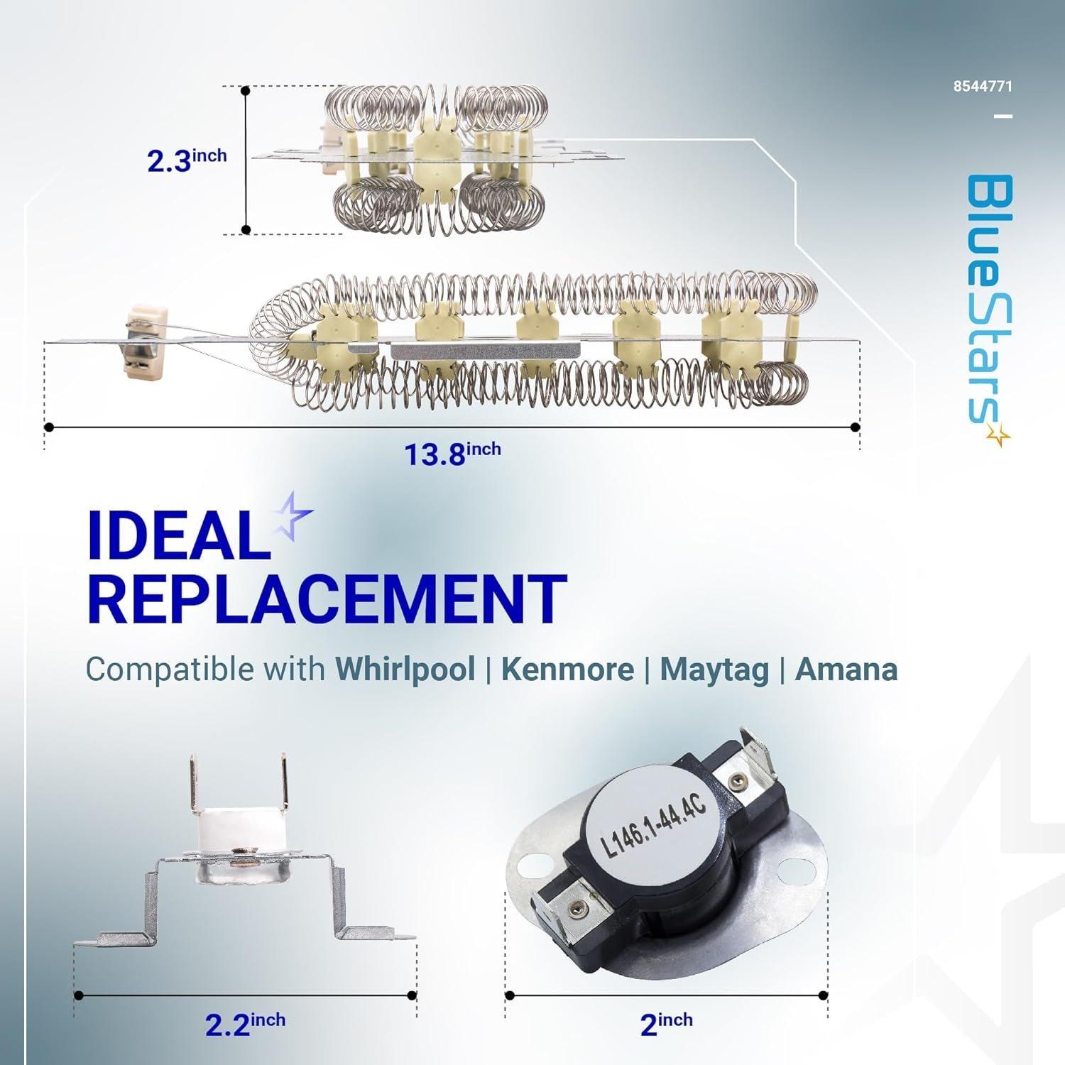 [Lifetime Warranty] 8544771 Dryer Heating Element & 279973 Thermal Fuse Kit - Compatible with Whirlpool Kenmore Maytag - Replaces WP8544771 W10836011 EAP11746337 7154072 AP6013115 image 2