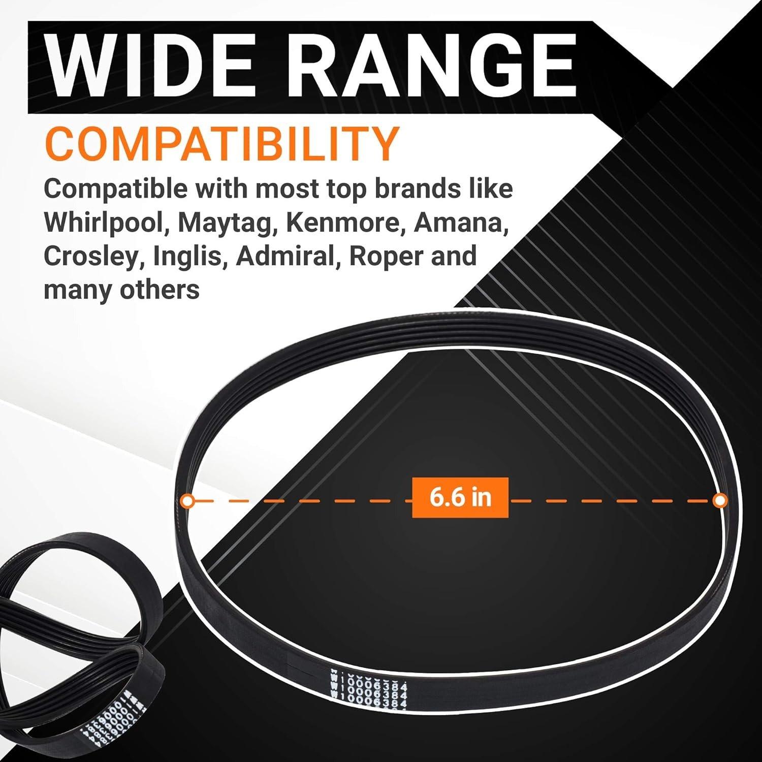 [Lifetime Warranty] W10006384 W11239857 Washer Drive Belt - Compatible with Whirlpool Maytag Kenmore Washers, Top Load Washing Machines - Replaces WPW10006384 WPW10006384VP PS11747978 AP6014712 image 5