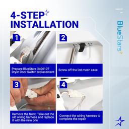 [Lifetime Warranty] WP3406107 3406107 Dryer Door Switch - For Whirlpool Maytag Kenmore Dryers - Replaces 3406109 3405100 3405101 3406100 3406101 AED4475TQ1 MEDC400VW0 thumbnail 5