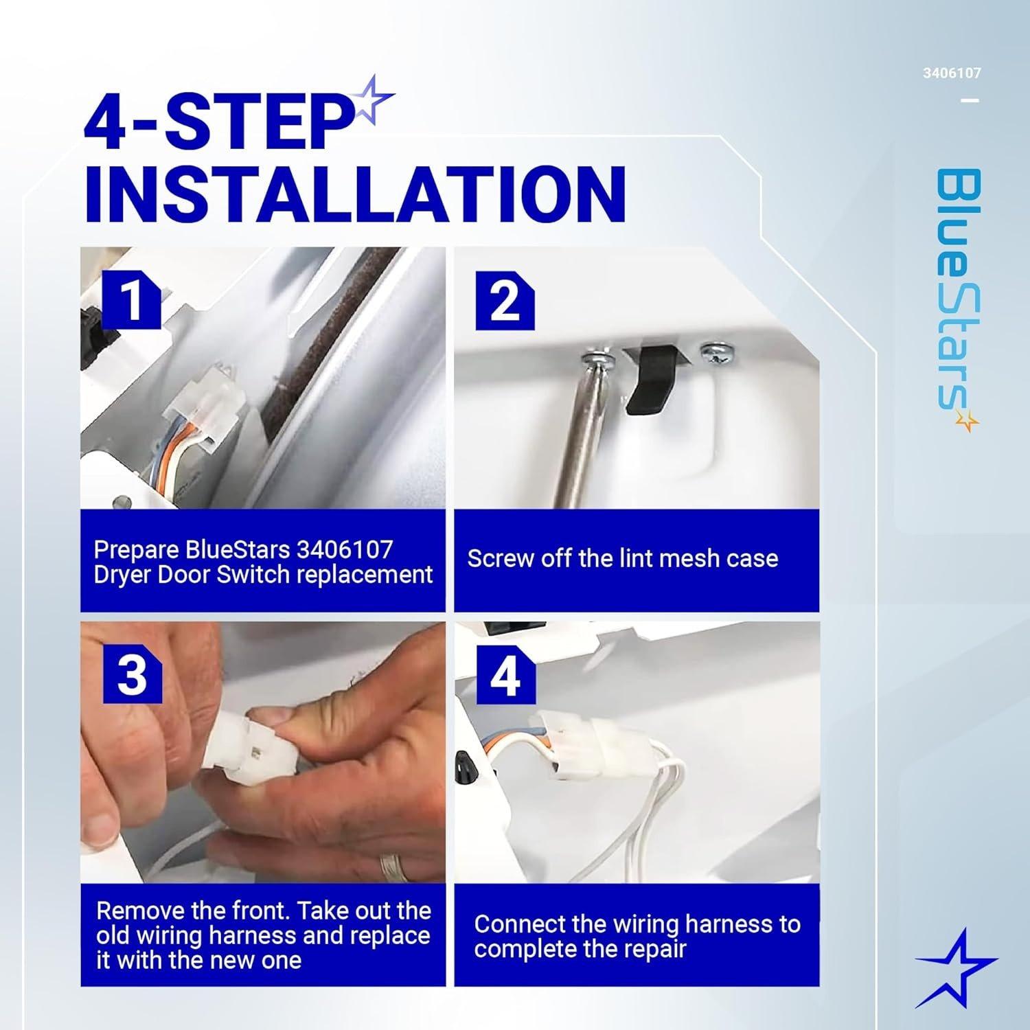 [Lifetime Warranty] WP3406107 3406107 Dryer Door Switch - For Whirlpool Maytag Kenmore Dryers - Replaces 3406109 3405100 3405101 3406100 3406101 AED4475TQ1 MEDC400VW0 image 5