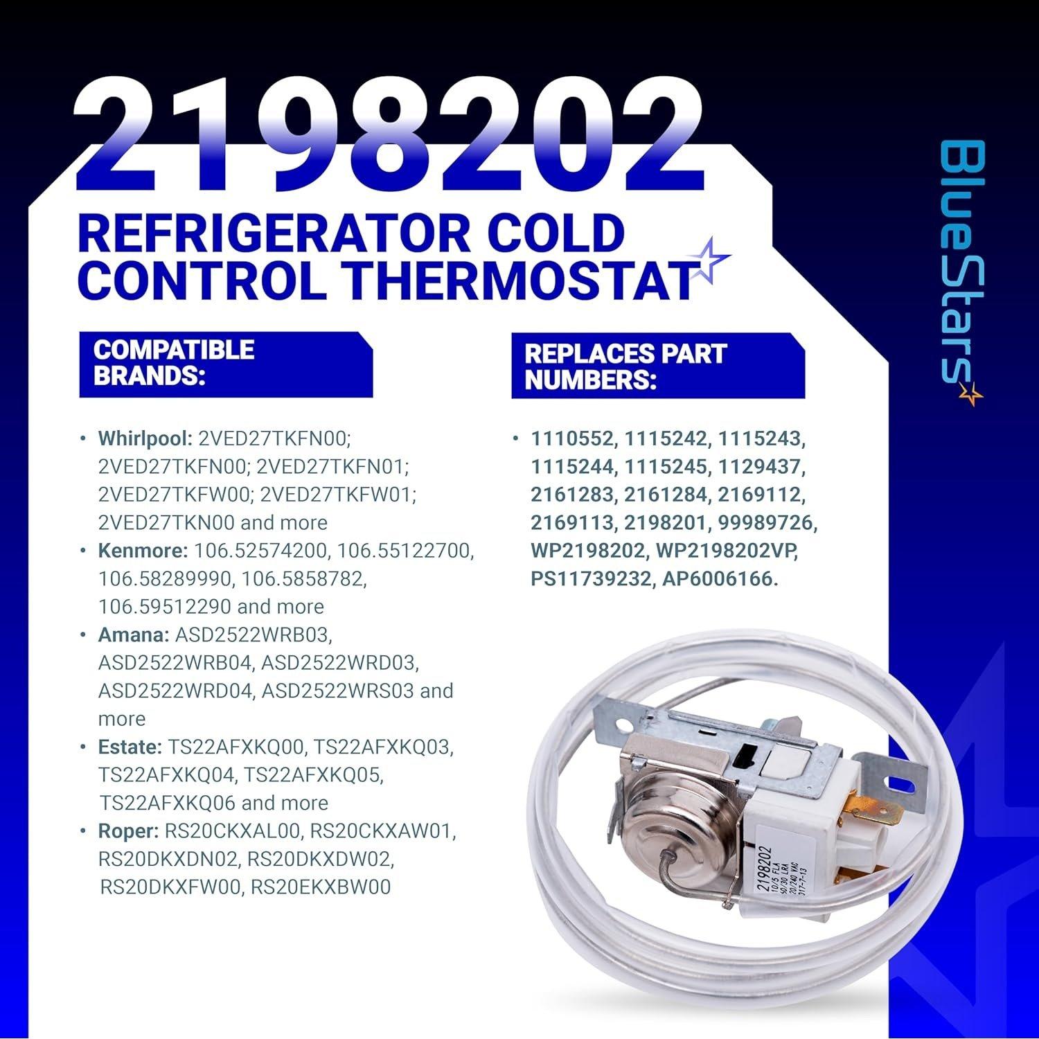[Lifetime Warranty] 2198202 Refrigerator Cold Control Thermostat Replacement - Compatible with Whirlpool & Kenmore Refrigerators - Replaces 2161284 2198201 PS11739232 AP6006166 WP2198202 161284 1110552 image 7