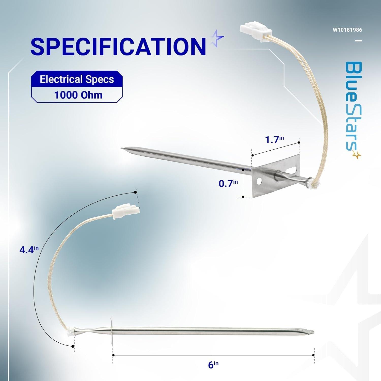 [Lifetime Warranty] WPW10181986 W10181986 W10131826 Range Oven Sensor Probe Replacement - Compatible with Whirlpool Maytag Kenmore Ranges - Replaces WPW10181986 8273902 W10131826 PS11749737 AP6016450 image 1