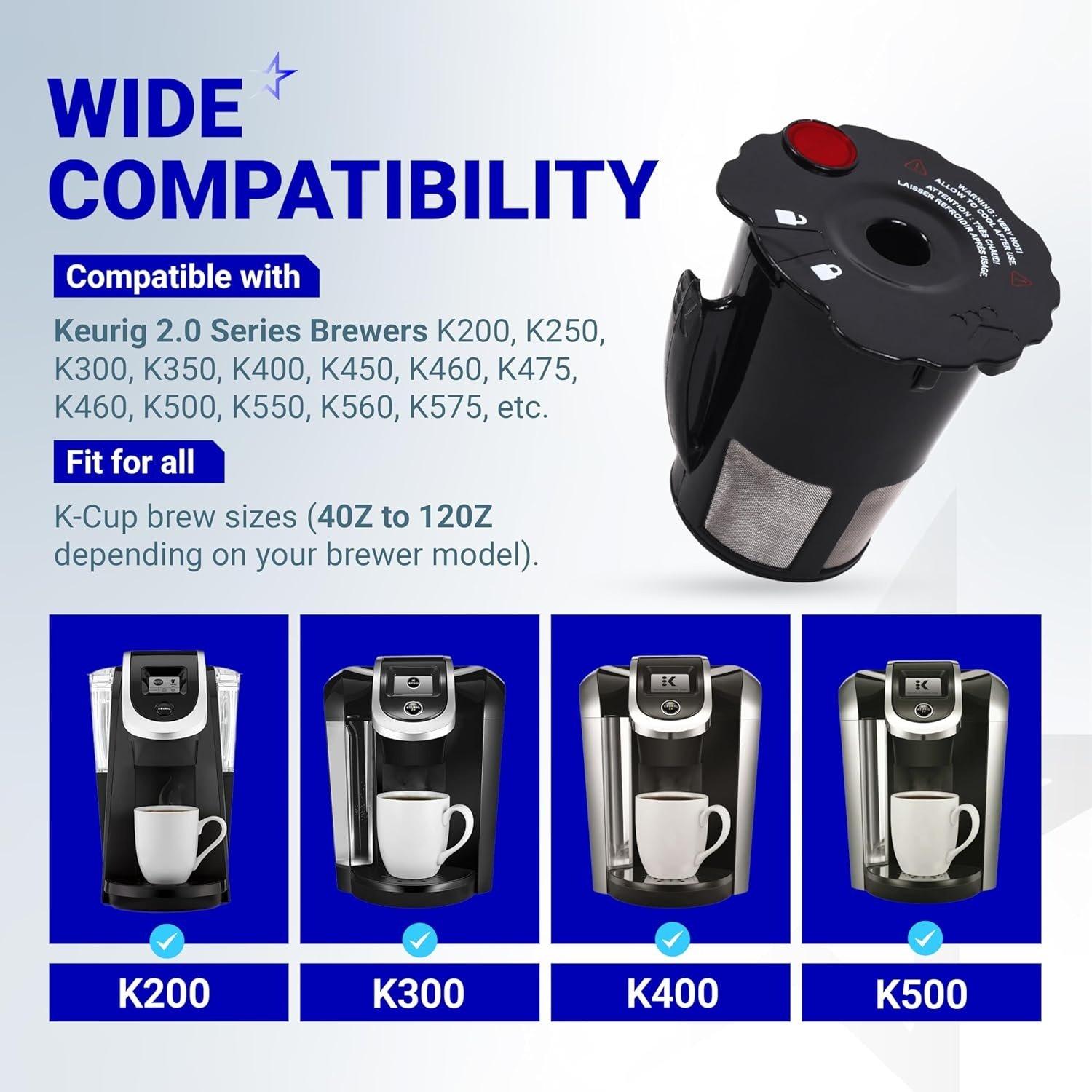 [Lifetime Warranty] 119367 Reusable Coffee Keurig Filter Replacement for Keurig K Cups 2.0 Series - Pack of 2 image 4