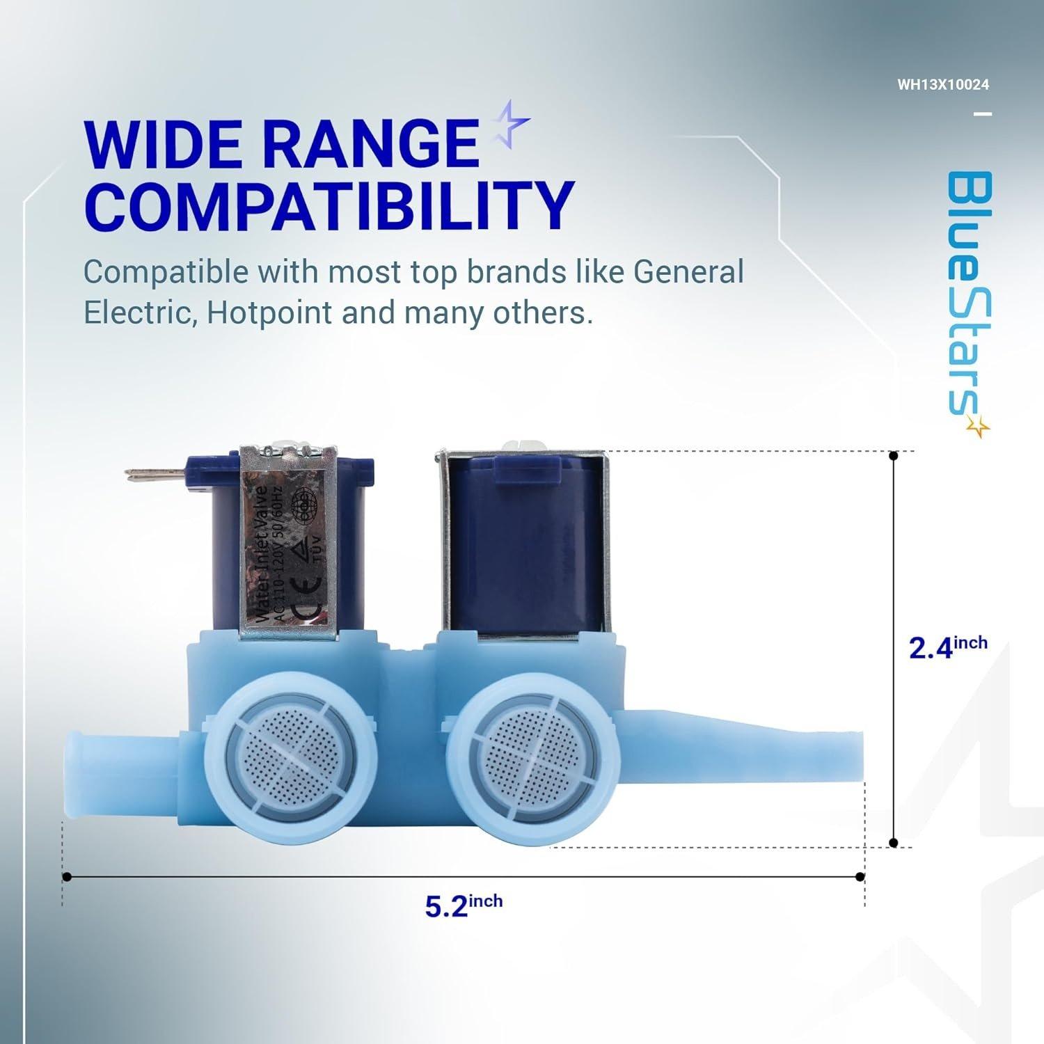 [Lifetime Warranty] WH13X10024 Washer Water Inlet Valve Replacement - Compatible with GE & Hotpoint Washers - Replaces WH13X0086 PS1155105 AP3861119 1159233 WH13X10019 WH13X0087 image 2
